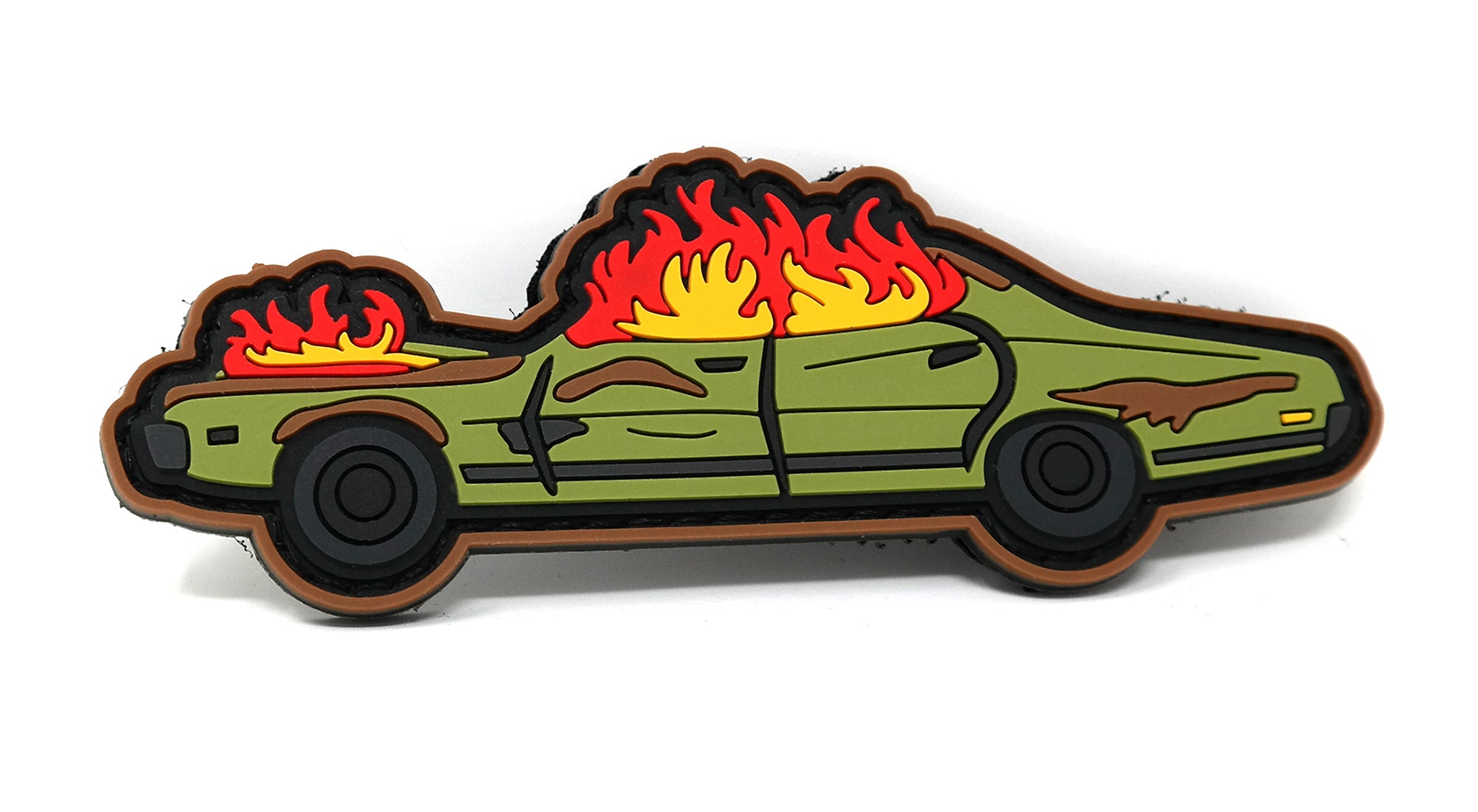 The Dude's Burning Car PVC Rubber Funny Tactical Hook and Loop Patch